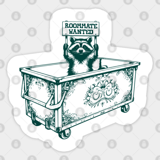 Vintage Raccoon In Dumpster funny silly design Sticker by Luxinda