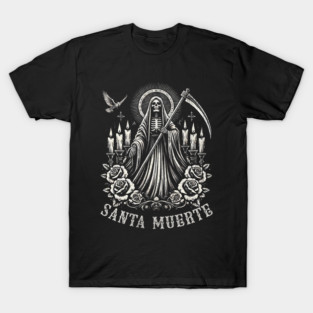 Santa Muerte Gothic Design – Holy Death, Mexican Folk Art T-Shirt