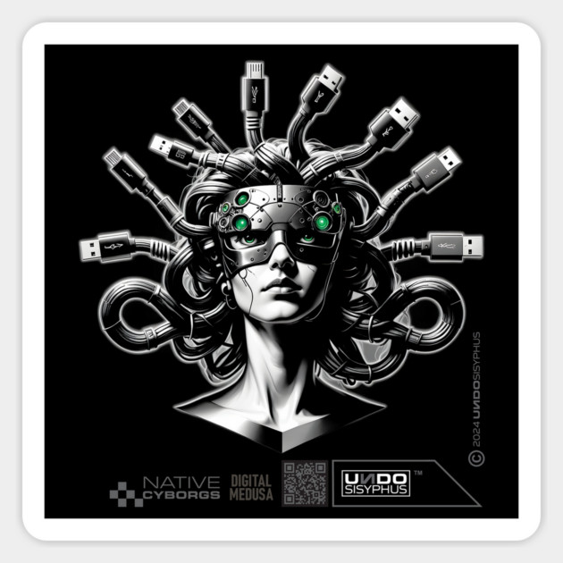 Digital Medusa 01 (Black) | UndoSisyphus™ Gaming Collection Magnet by UndoSisyphus