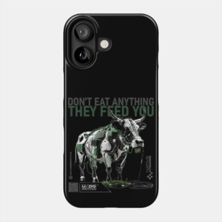 Cyborg Cow (Black) - Don't Eat Anything They Feed You | UndoSisyphus™ Native Cyborgs Collection Phone Case