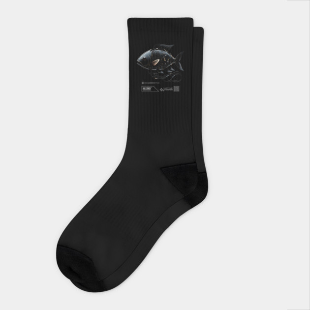 Cyborg Fish (Black) | UndoSisyphus™ Native Cyborgs Collection Socks by UndoSisyphus