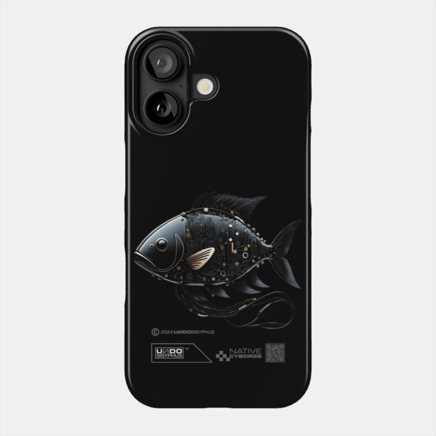 Cyborg Fish (Black) | UndoSisyphus™ Native Cyborgs Collection Phone Case by UndoSisyphus