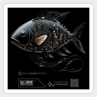 Cyborg Fish (Black) | UndoSisyphus™ Native Cyborgs Collection Magnet