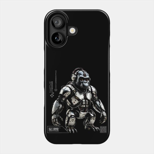 Cyborg Gorilla (Black) | UndoSisyphus™ Native Cyborgs Collection Phone Case by UndoSisyphus