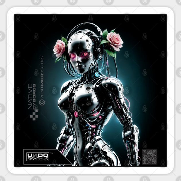 Hippie Cyborg (Black) | UndoSisyphus™ Native Cyborgs Collection Sticker by UndoSisyphus