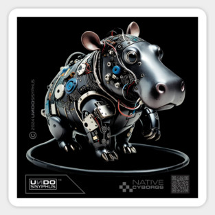 Cyborg Hippopotamus (Black) | UndoSisyphus™ Native Cyborgs Collection Sticker