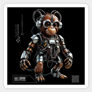 Cyborg Orangutan (Black) | UndoSisyphus™ Native Cyborgs Collection Magnet