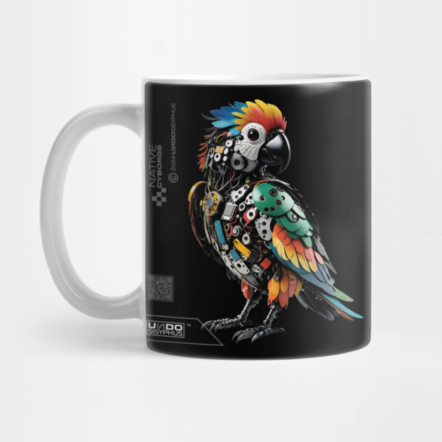 Cyborg Parrot (Black) | UndoSisyphus™ Native Cyborgs Collection by UndoSisyphus