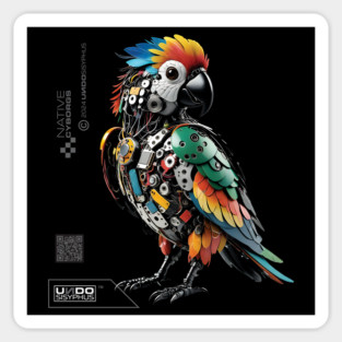 Cyborg Parrot (Black) | UndoSisyphus™ Native Cyborgs Collection Magnet