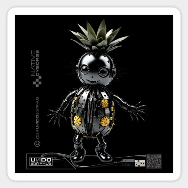Pineapple Boy (Black) | UndoSisyphus™ Native Cyborgs Collection Magnet by UndoSisyphus
