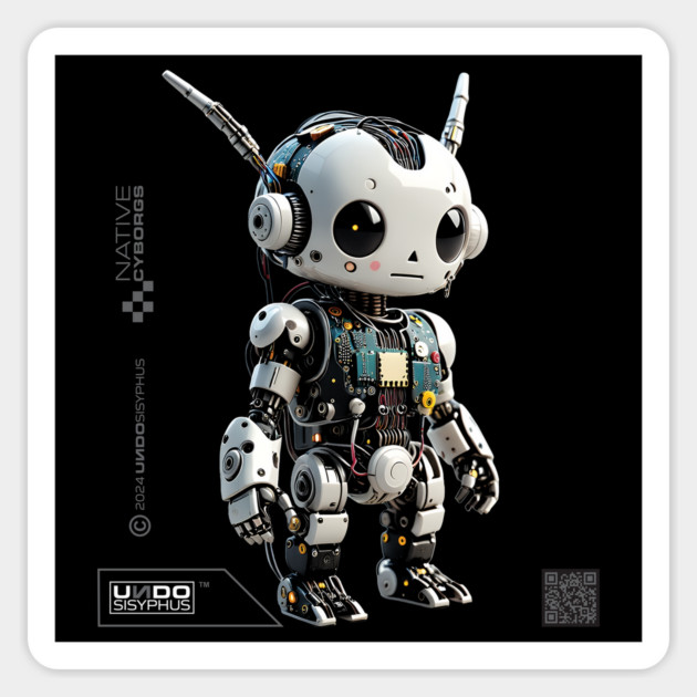 Cute Little Robot (Black) | UndoSisyphus™ Native Cyborgs Collection Magnet by UndoSisyphus