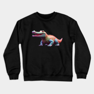 Alligator Pixel 3d Computer Graphic Crewneck Sweatshirt