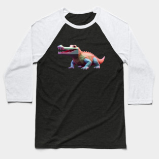 Alligator Pixel 3d Computer Graphic Baseball T-Shirt