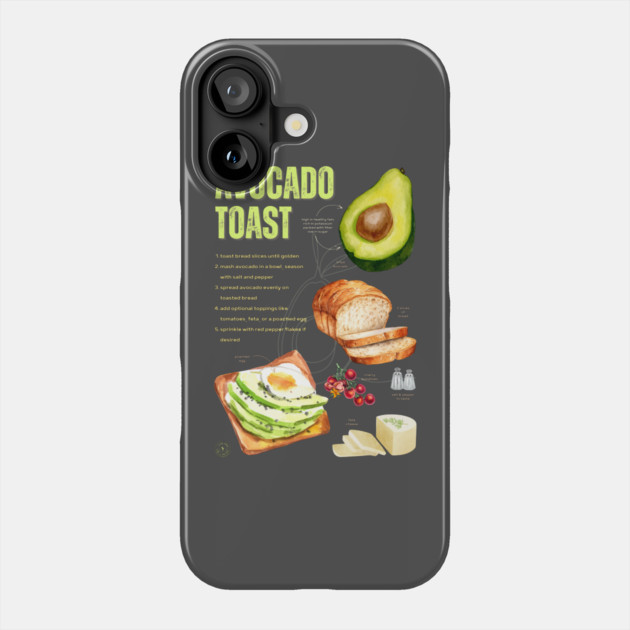 Avocado Toast Recipe - Rustic Chalkboard feel Phone Case by TuncGK