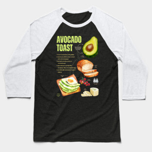 Avocado Toast Recipe - Rustic Chalkboard feel Baseball T-Shirt
