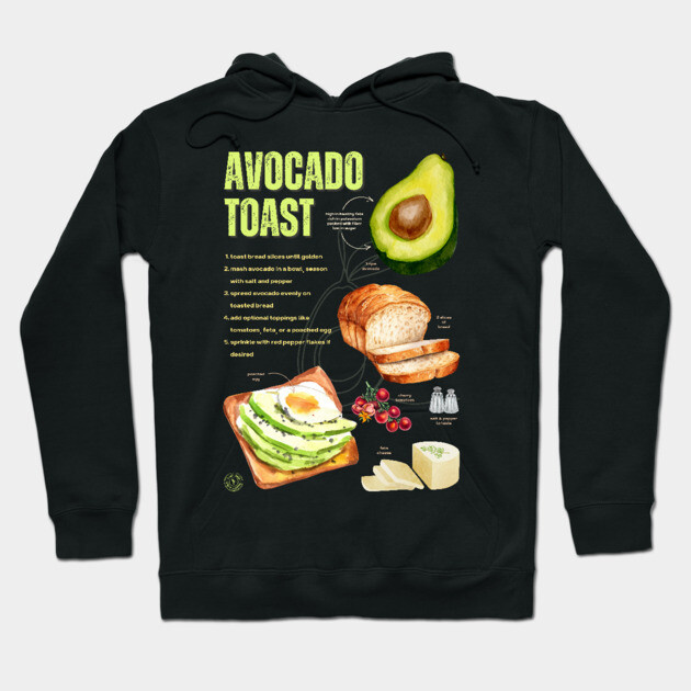 Avocado Toast Recipe - Rustic Chalkboard feel Hoodie by TuncGK
