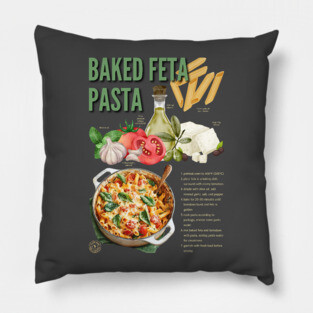 Baked Feta Pasta Recipe Design - Chalkboard Feel Pillow