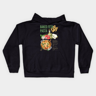 Baked Feta Pasta Recipe Design - Chalkboard Feel Kids Hoodie