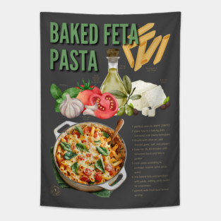 Baked Feta Pasta Recipe Design - Chalkboard Feel Tapestry