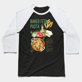 Baked Feta Pasta Recipe Design - Chalkboard Feel Baseball T-Shirt