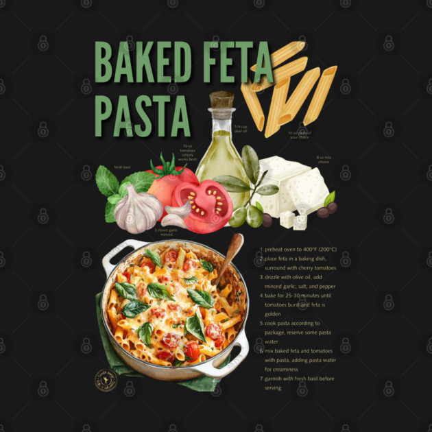 Baked Feta Pasta Recipe Design - Chalkboard Feel by TuncGK