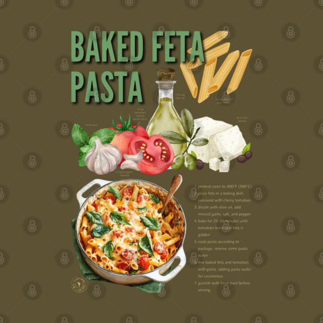 Baked Feta Pasta Recipe Design - Chalkboard Feel by TuncGK