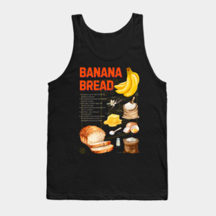 Banana Bread Recipe Design - Rustic Watercolor Style Tank Top