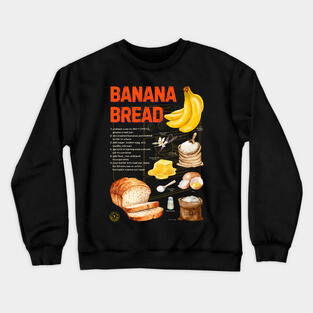 Banana Bread Recipe Design - Rustic Watercolor Style Crewneck Sweatshirt