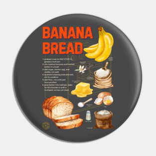 Banana Bread Recipe Design - Rustic Watercolor Style Pin