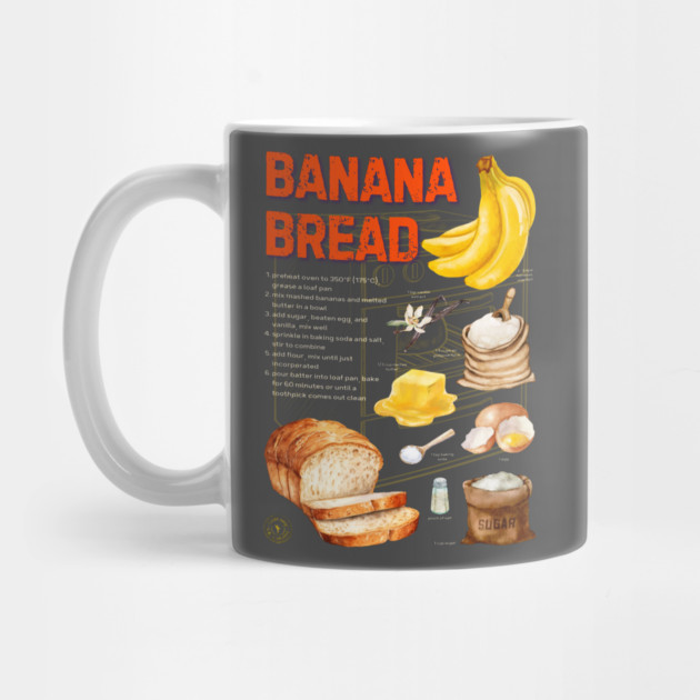 Banana Bread Recipe Design - Rustic Watercolor Style by TuncGK