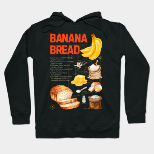 Banana Bread Recipe Design - Rustic Watercolor Style Hoodie