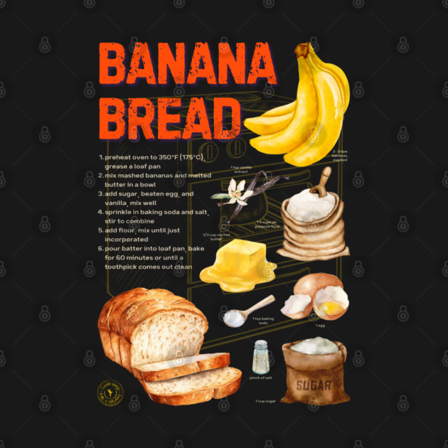 Banana Bread Recipe Design - Rustic Watercolor Style by TuncGK
