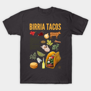 Birria Tacos Recipe Print – Authentic Mexican Food Wall Art & Kitchen Decor T-Shirt