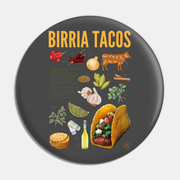 Birria Tacos Recipe Print – Authentic Mexican Food Wall Art & Kitchen Decor Pin by TuncGK