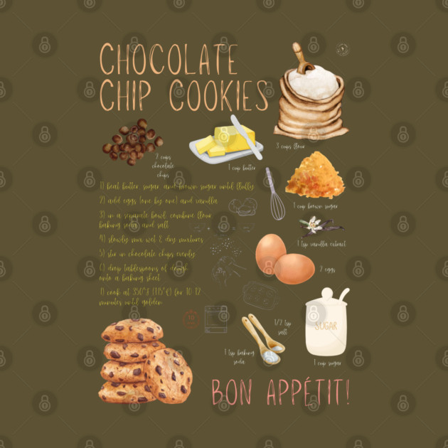 Chocolate Chip Cookies Recipe Wall Art – Classic Bakery Decor & Cozy Kitchen Aesthetic by TuncGK