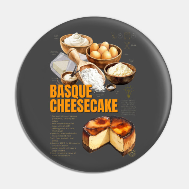 Basque Burnt Cheesecake Recipe Print – Rustic European Dessert Wall Art & Bakery Decor Pin by TuncGK