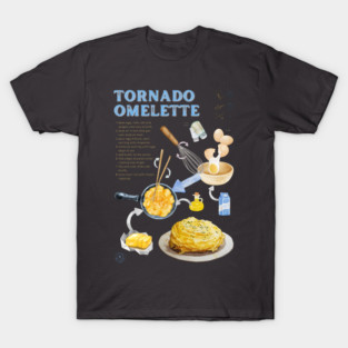 Tornado Omelette Recipe Print – Trendy Japanese Food Art & Aesthetic Kitchen Decor T-Shirt