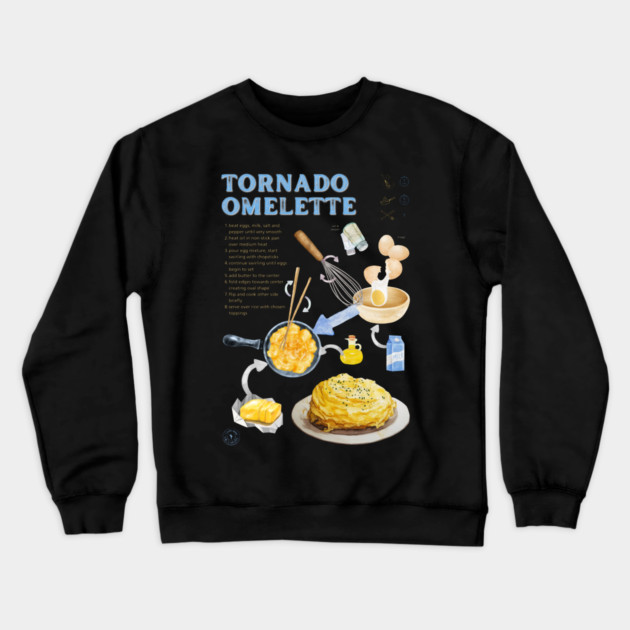 Tornado Omelette Recipe Print – Trendy Japanese Food Art & Aesthetic Kitchen Decor Crewneck Sweatshirt by TuncGK