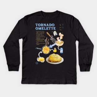 Tornado Omelette Recipe Print – Trendy Japanese Food Art & Aesthetic Kitchen Decor Kids Long Sleeve T-Shirt