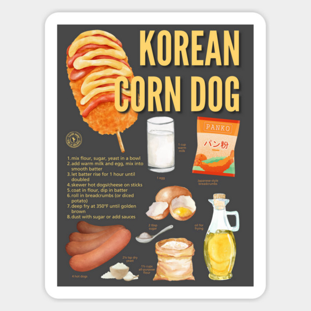 Korean Corn Dog - Street Food Recipe Magnet by TuncGK