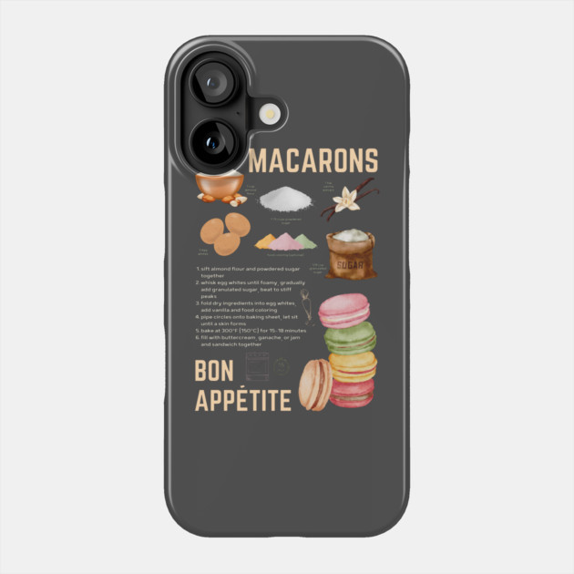 Macarons Recipe - French Pastry Wall Art Phone Case by TuncGK