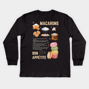 Macarons Recipe - French Pastry Wall Art Kids Long Sleeve T-Shirt