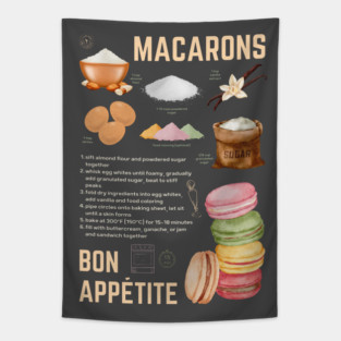 Macarons Recipe - French Pastry Wall Art Tapestry