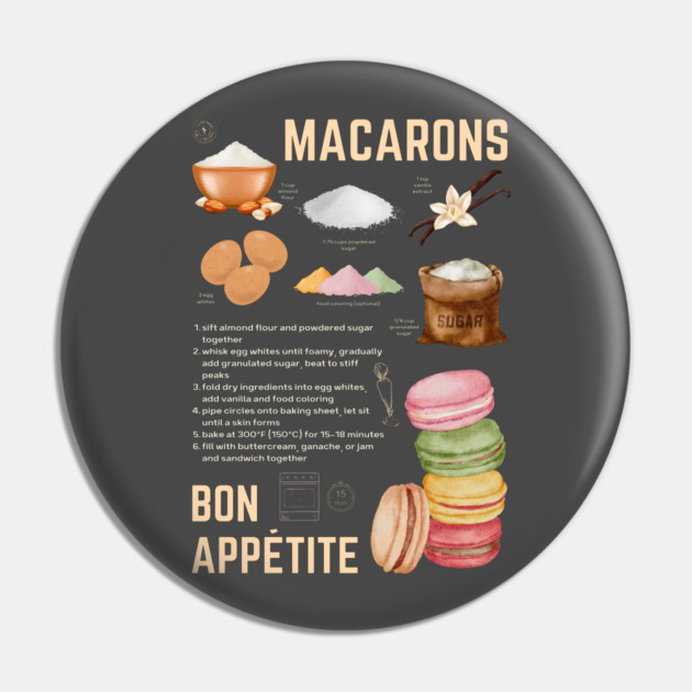 Macarons Recipe - French Pastry Wall Art Pin by TuncGK