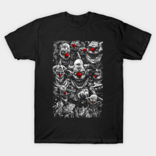 Killer Klowns bw 80s horror movies clowns T-Shirt