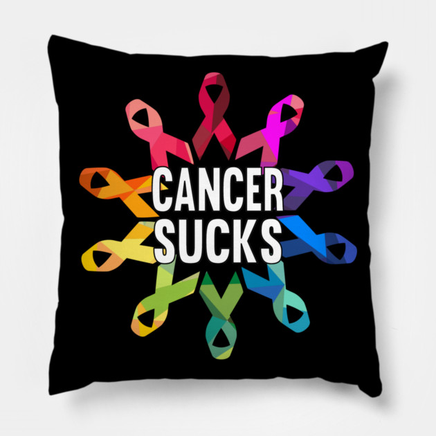 Cancer Sucks Survivor Support Awareness Pillow by belownormal