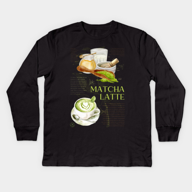 Matcha Latte - Japanese Tea Art Print Kids Long Sleeve T-Shirt by TuncGK