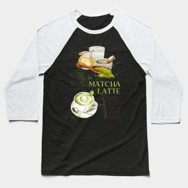 Matcha Latte - Japanese Tea Art Print Baseball T-Shirt by TuncGK