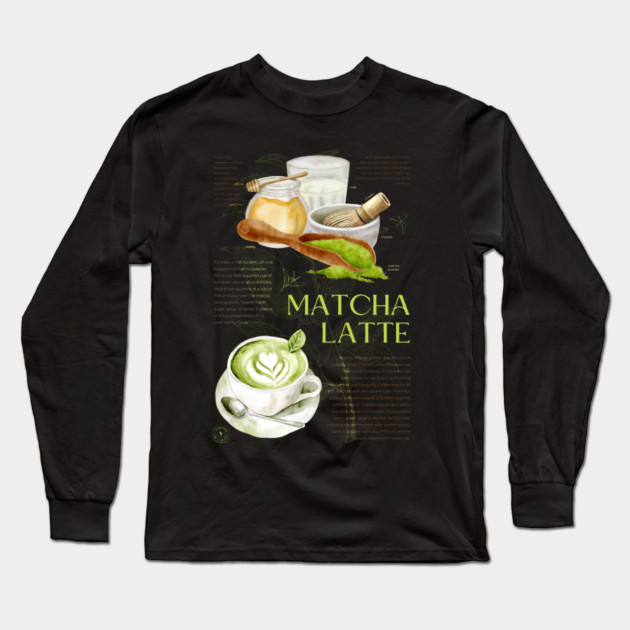 Matcha Latte - Japanese Tea Art Print Long Sleeve T-Shirt by TuncGK