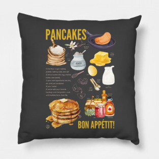 Pancakes Recipe - Breakfast Lover’s Print Pillow